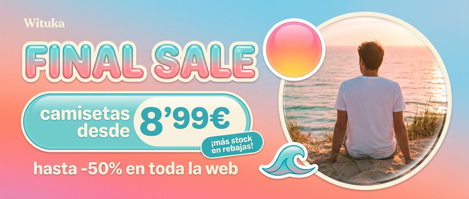 V26 · Y2K bubble · Duna rosa atardecer y sol glossy (rosa + coral + azul)